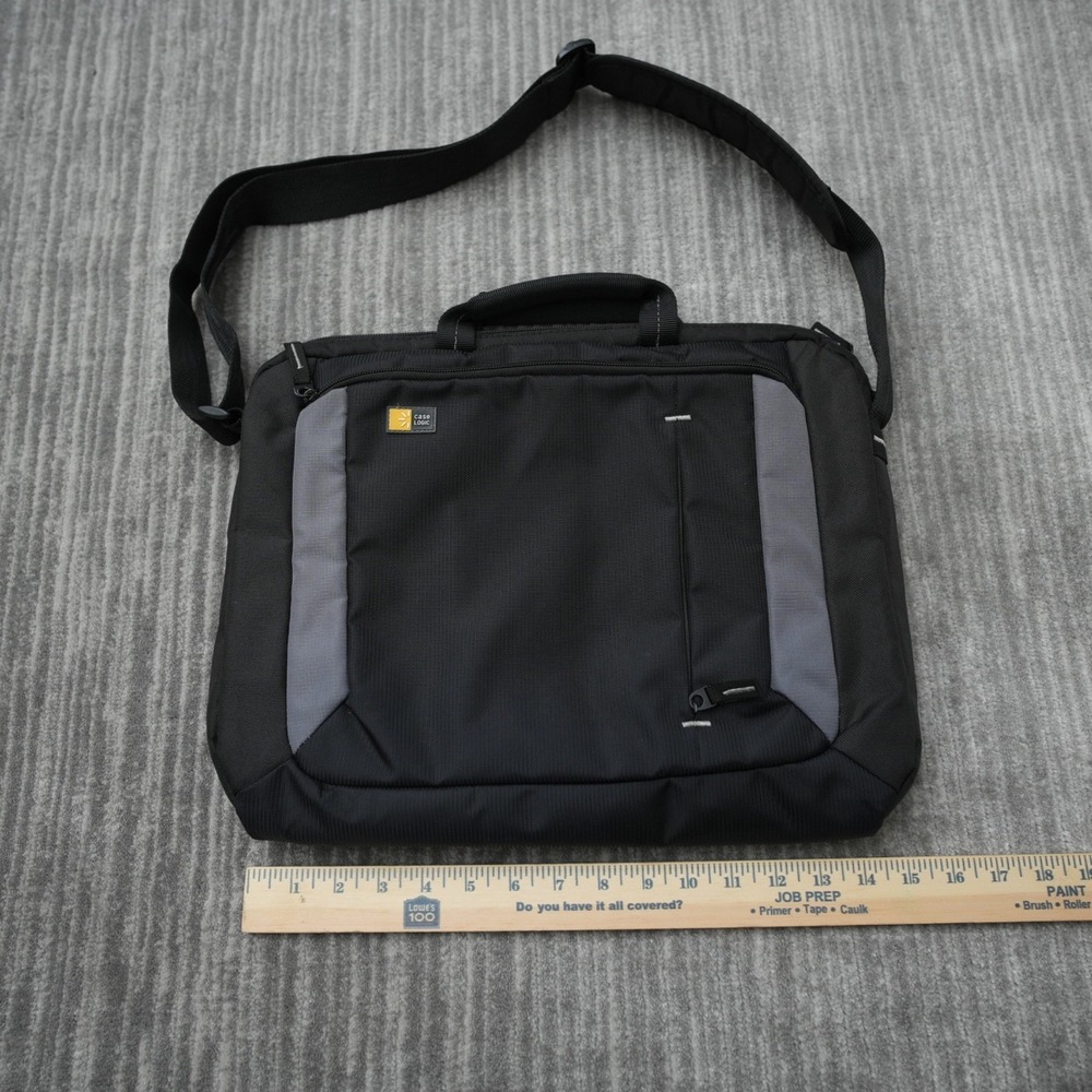 Case Logic Laptop Bag Messenger Shoulder Strap & Handles Black Gray Teal 15X13
